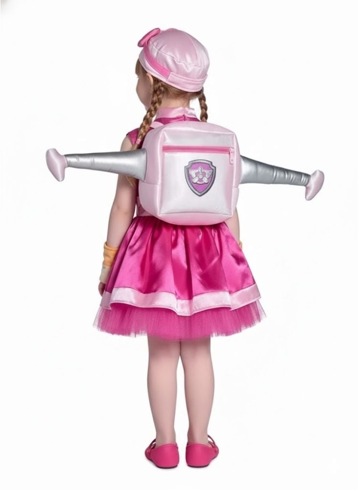 بريميم زي سكاي من باو باترول للبنات - فستان وردي خارق للأطفال، مناسب للحفلات التنكرية وأعياد الميلاد والحفلات ذات الطابع الخاص - Image 4